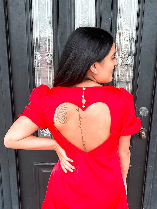 Red Dress With Heart Cutout | Brazos Avenue Market