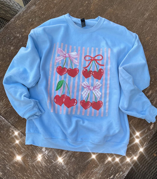 Blue Cherry Heart Sweatshirt