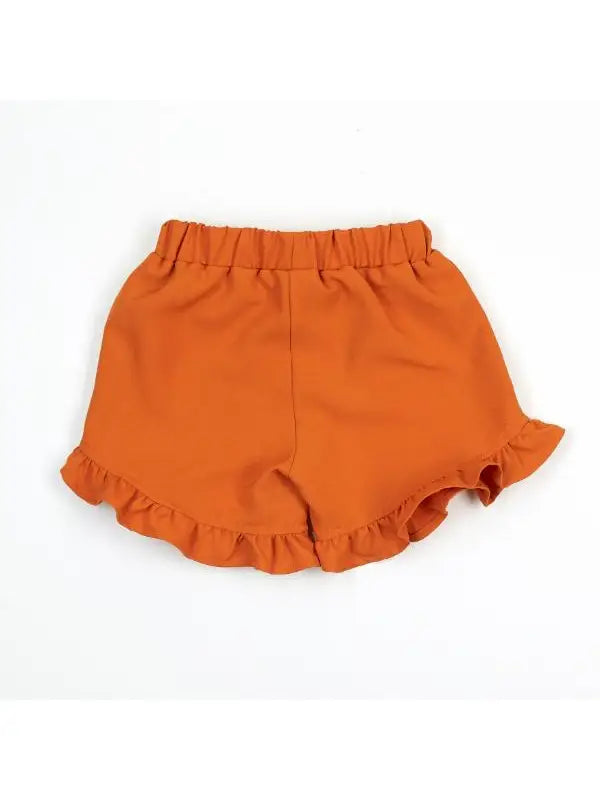 Orange Ruffle Hem Shorts - Brazos Avenue Market 