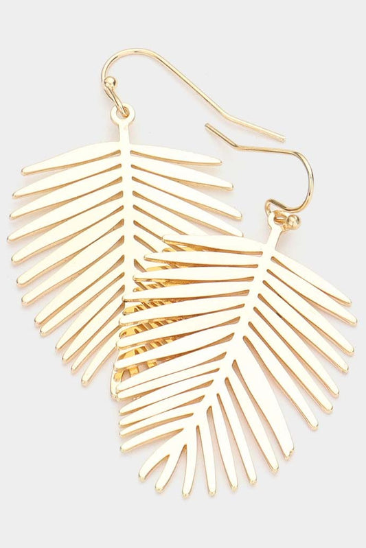 Tropical Leaf Metal Filigree Earrings - Brazos Avenue Market 