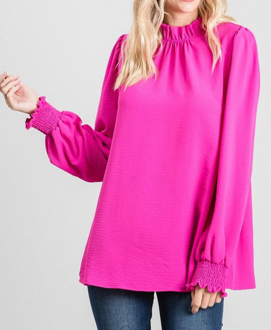 Solid Frill Mockneck Top