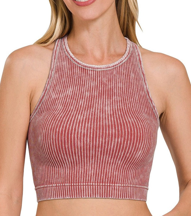 Washed Ribbed Racerback Brami - Brazos Avenue Market 