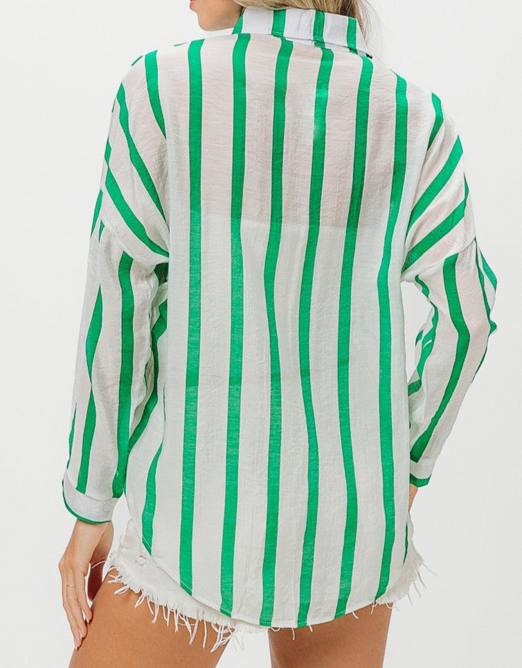 Green Stripe Button Down