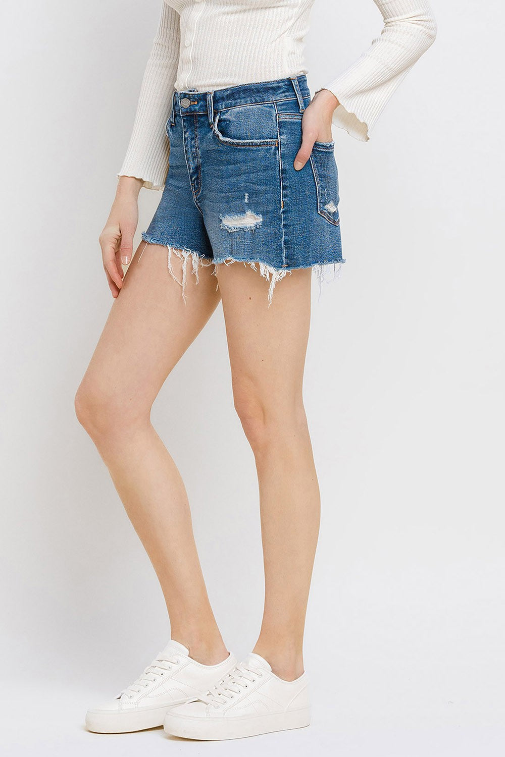 High Rise Denim Shorts - Brazos Avenue Market 