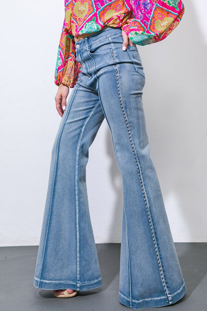 Flare Jeans With Silver Beaded Detail