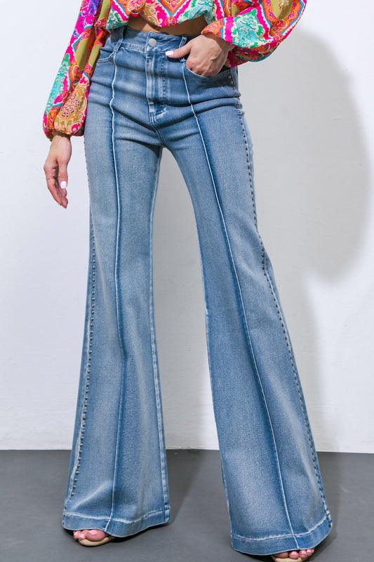 Flare Jeans With Silver Beaded Detail