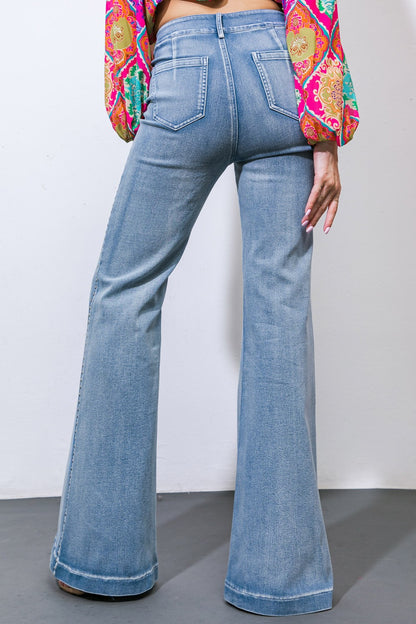 Flare Jeans With Silver Beaded Detail