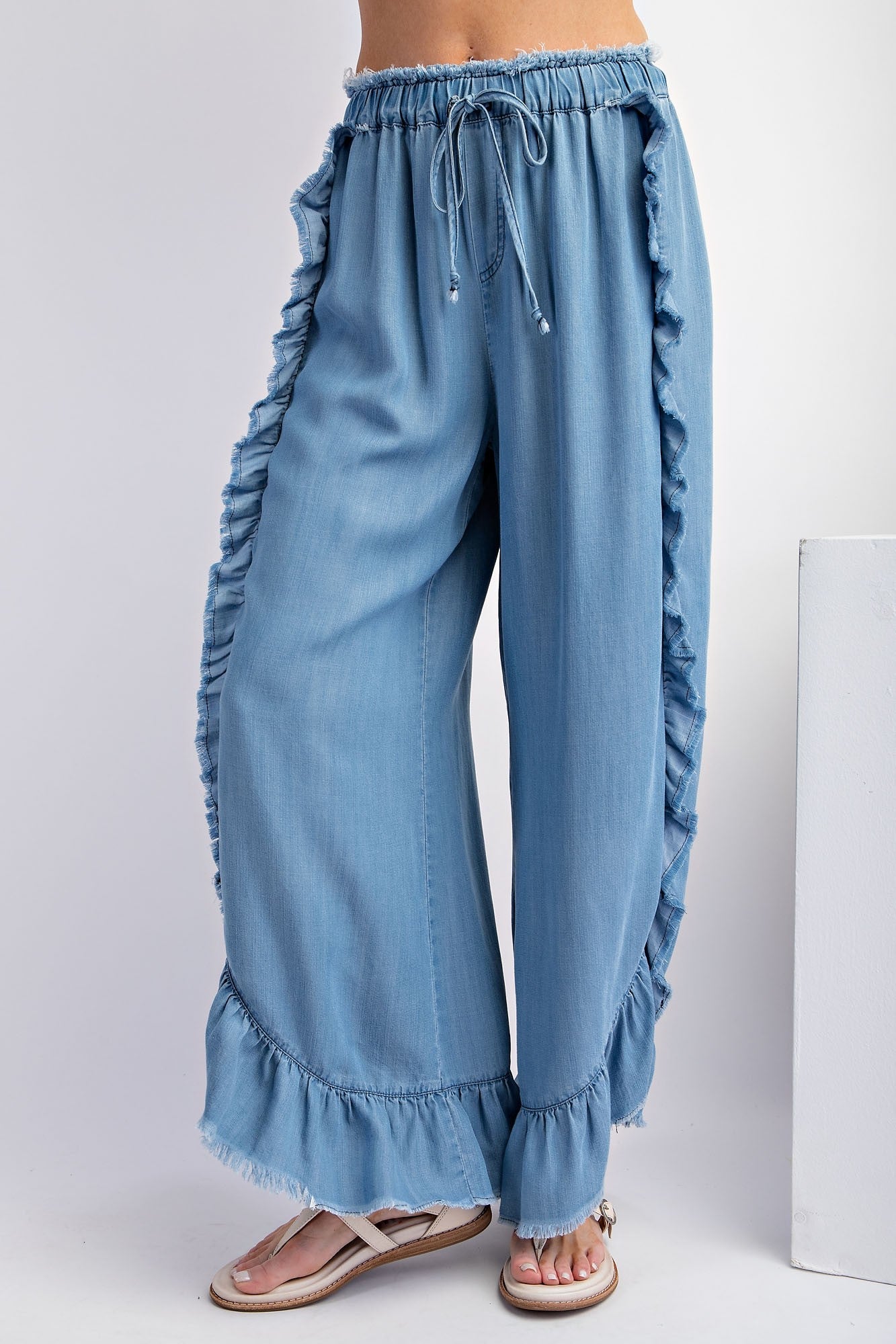 Ruffled Denim Pant