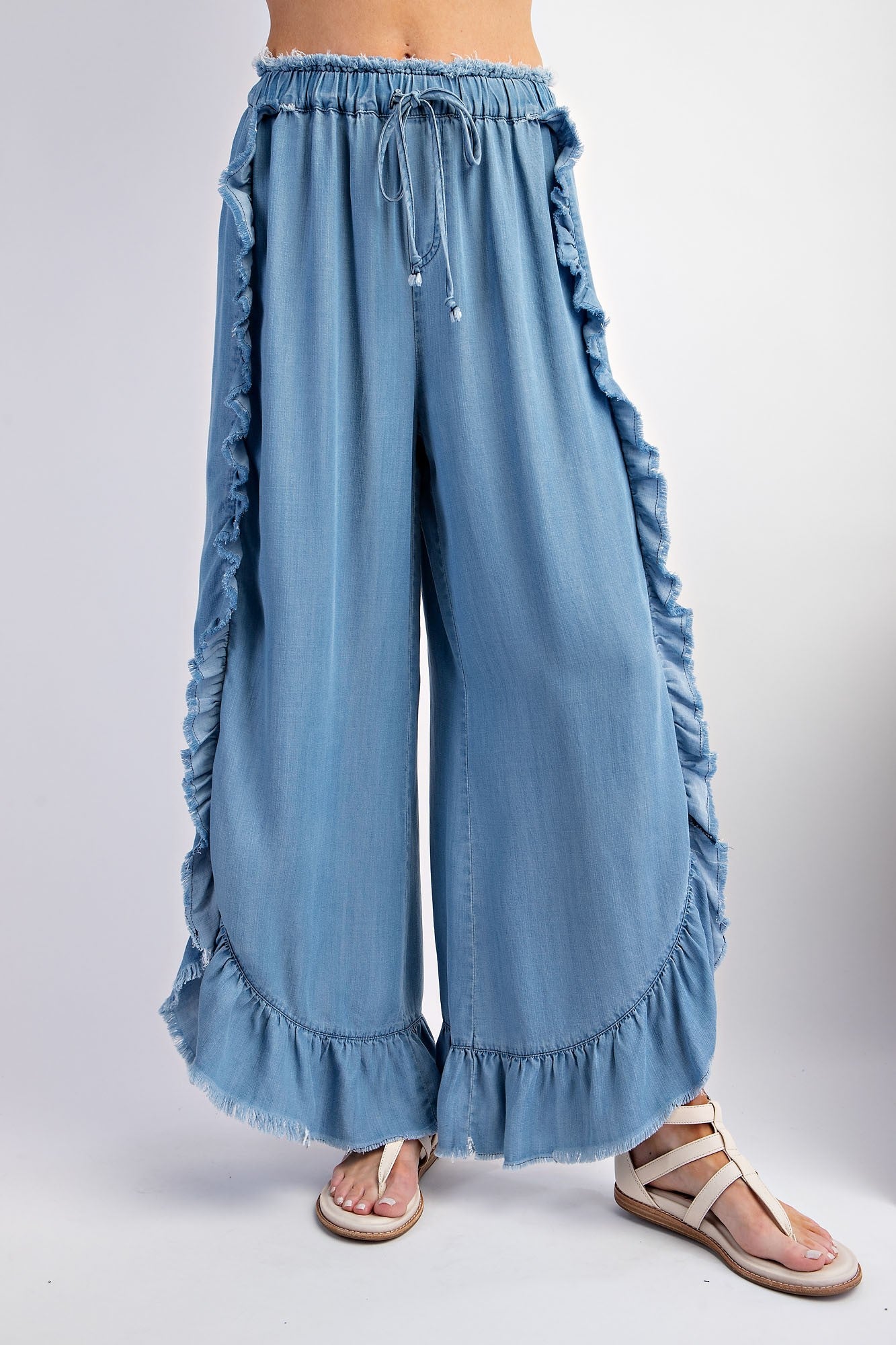 Ruffled Denim Pant