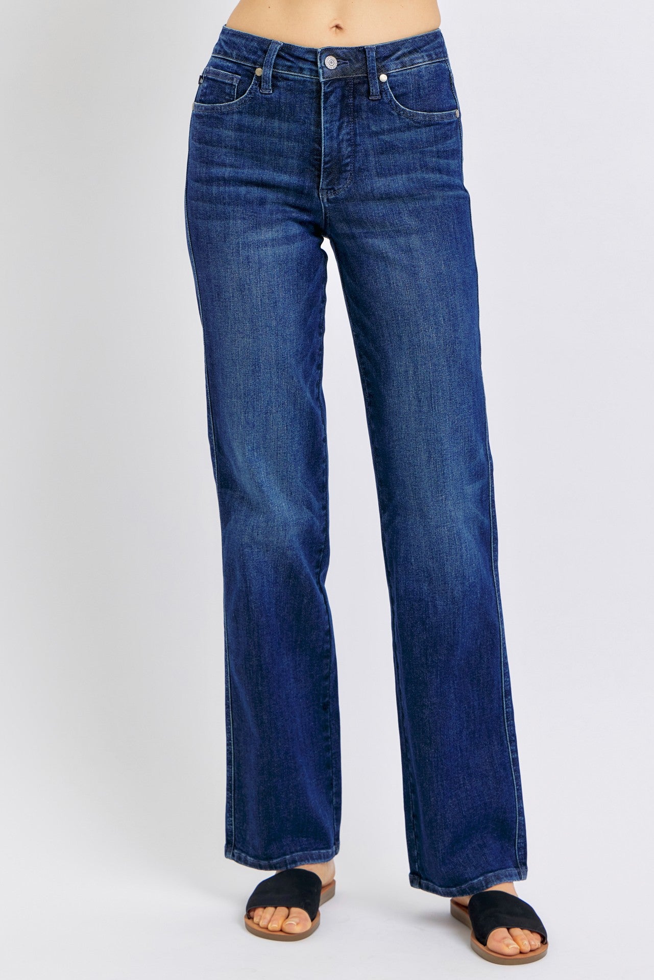 Judy Blue Mid Rise Tummy Control Classic Straight Leg Jeans