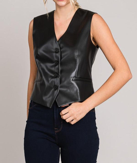 Pleather Taylored Vest