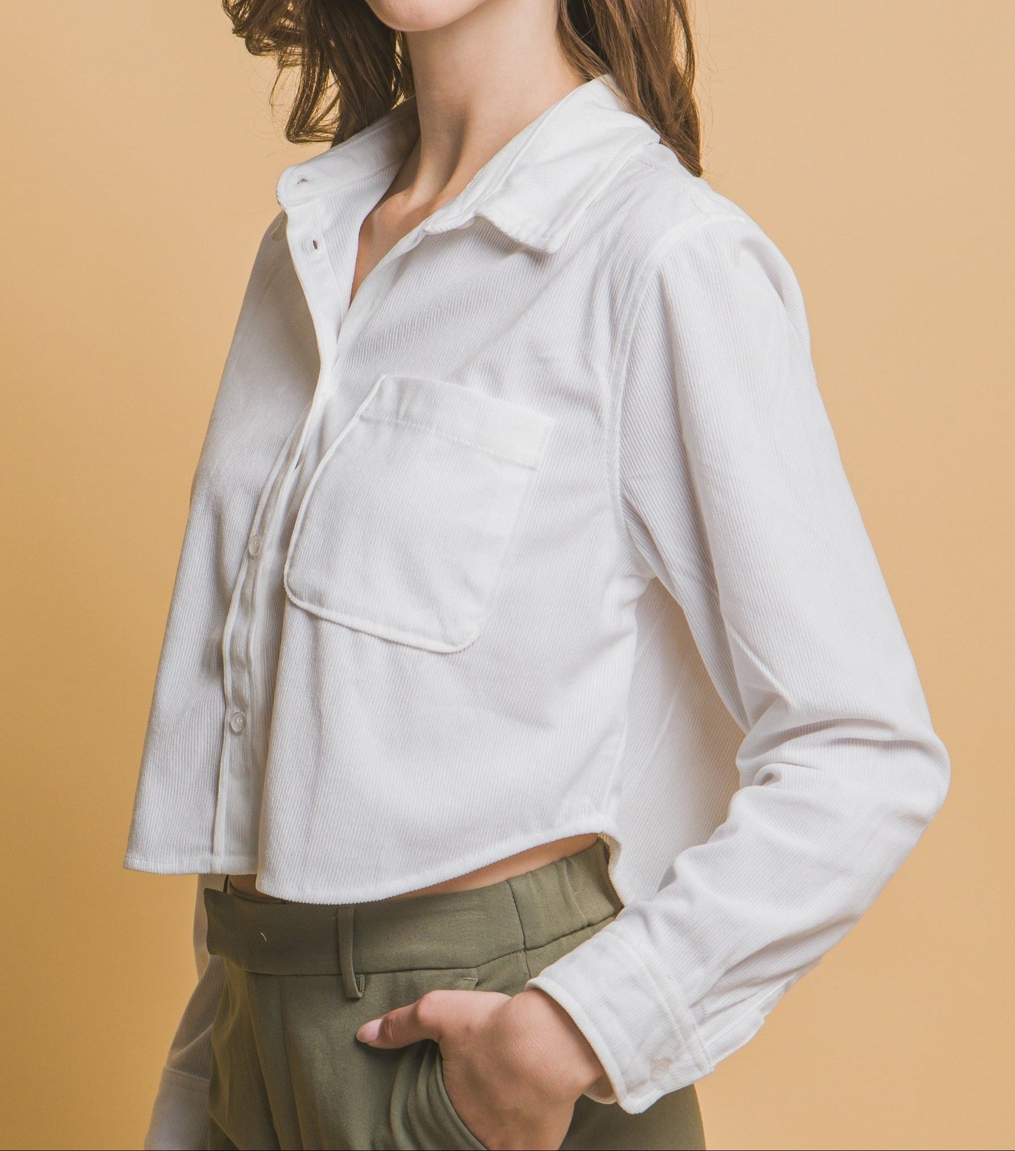 Cropped Corduroy Button Down