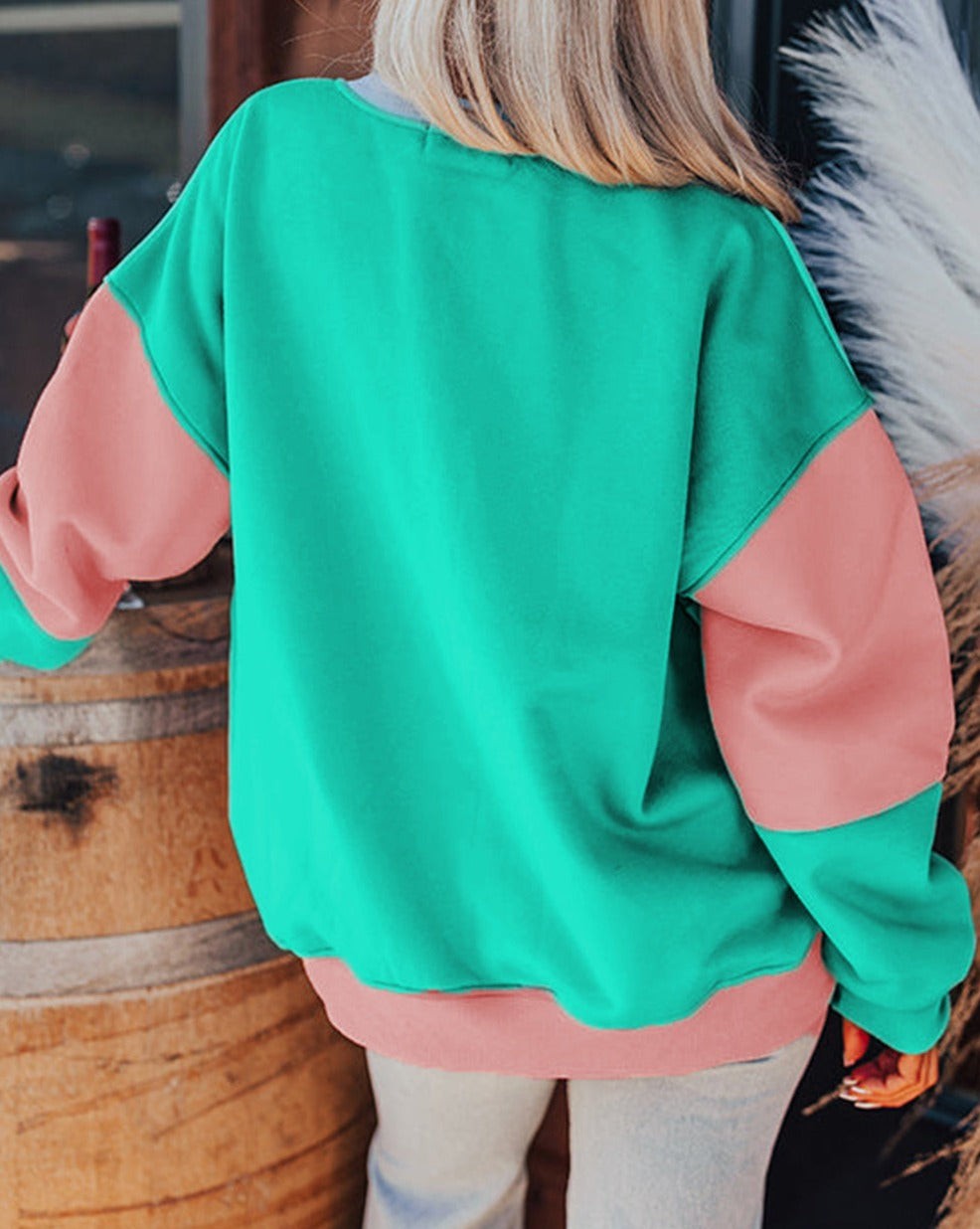 Colorblock Drop Shoulder Sweatshirt