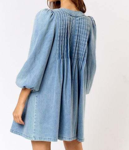 Long Sleeve Denim Mini Dress