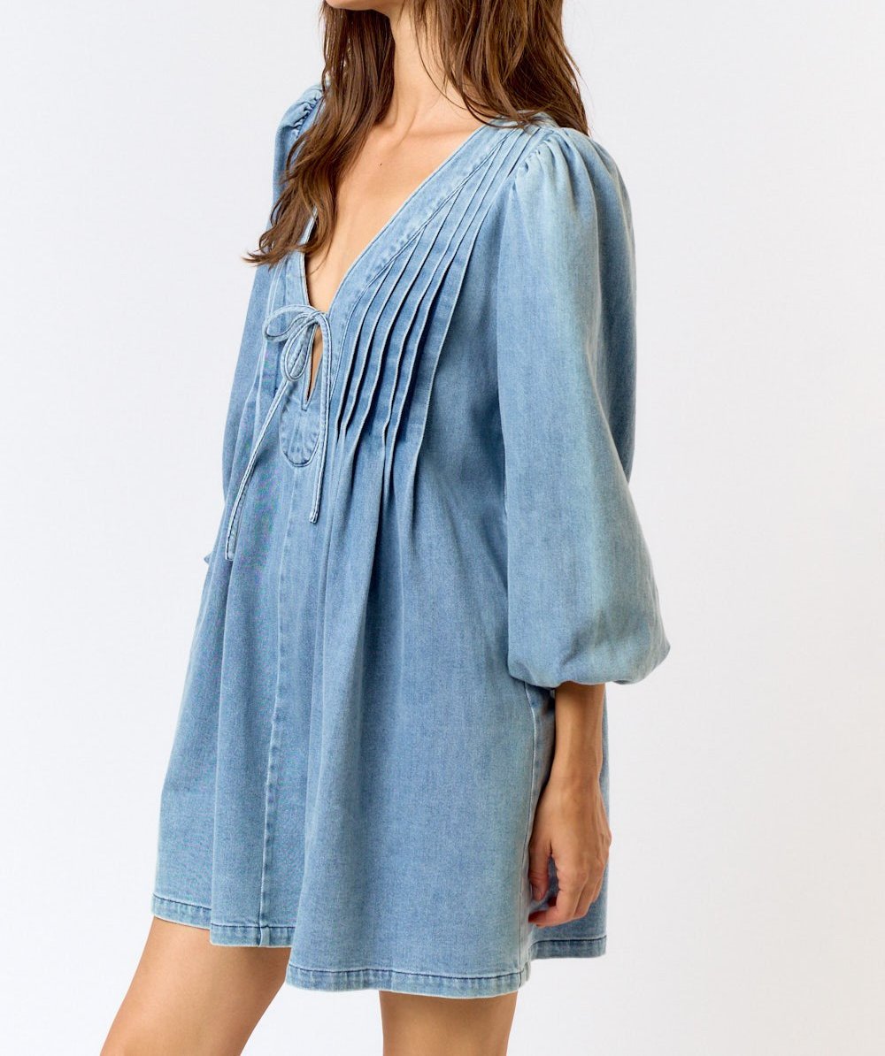 Long Sleeve Denim Mini Dress