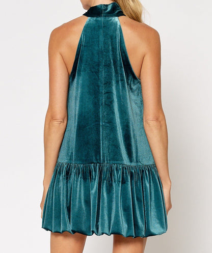 Velvet Halter Mini Dress