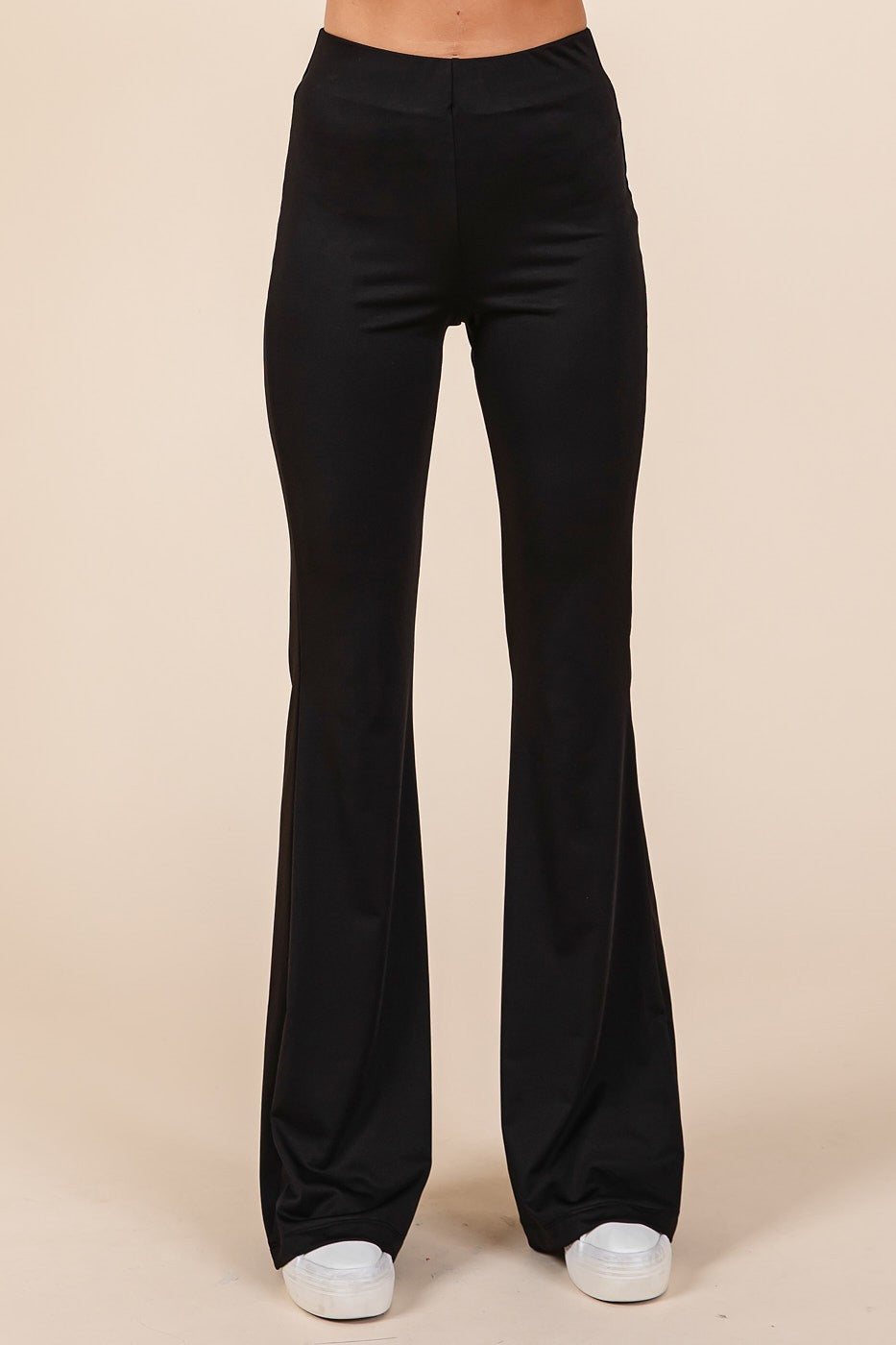 STRETCHY SOFT ELASTIC WAIST FLARED LEG PANTS