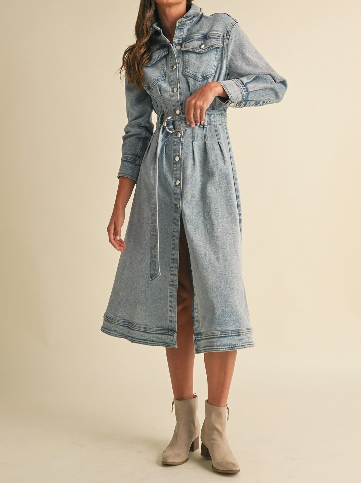 Long Sleeve Denim Shirt Dress