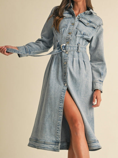 Long Sleeve Denim Shirt Dress