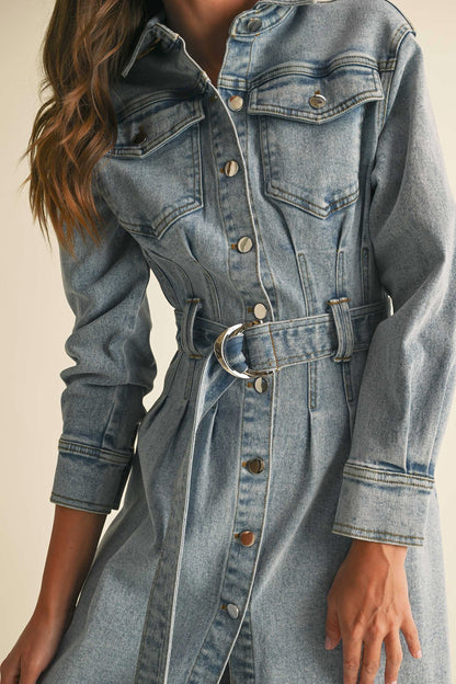 Long Sleeve Denim Shirt Dress