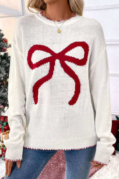 Sweet Bow Long Sleeve Knit Sweater