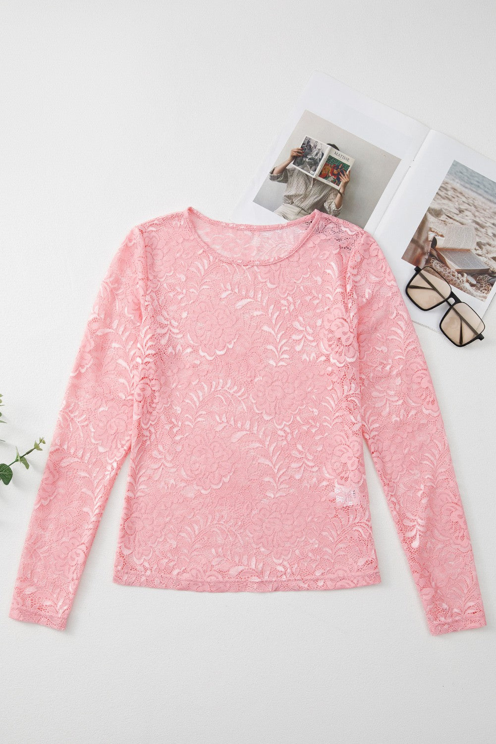 Floral Lace Sheer Long Sleeve Top