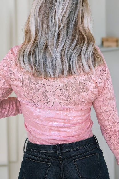 Floral Lace Sheer Long Sleeve Top