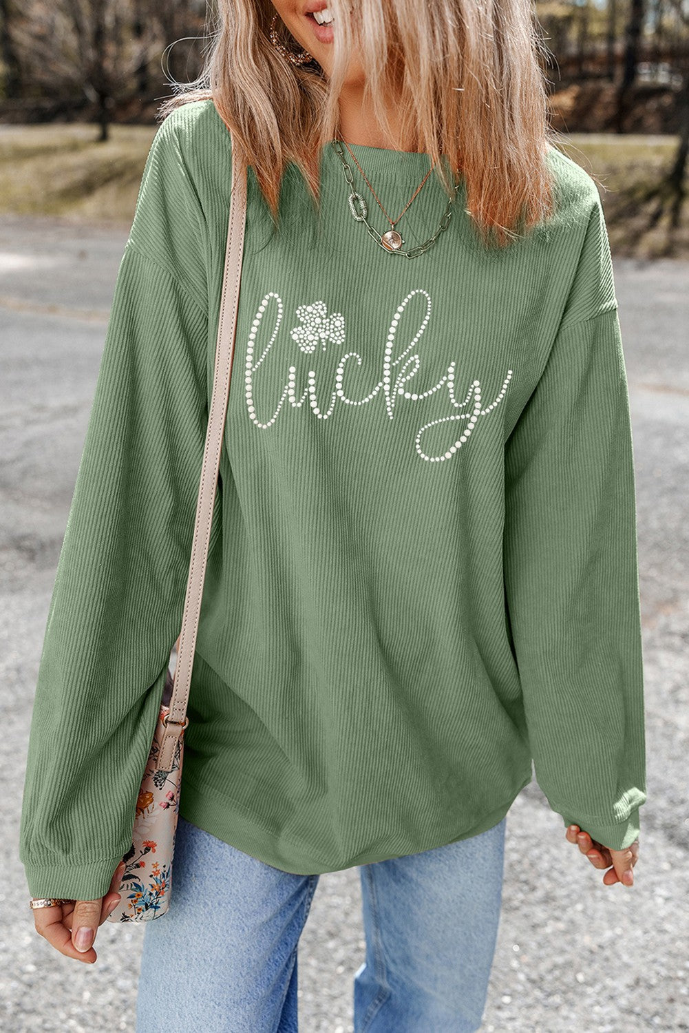 'Lucky' Long Sleeve Ribbed Tee