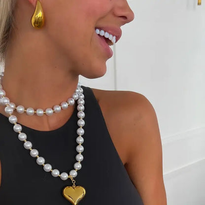 Wrap Around Pearl Heart Necklace