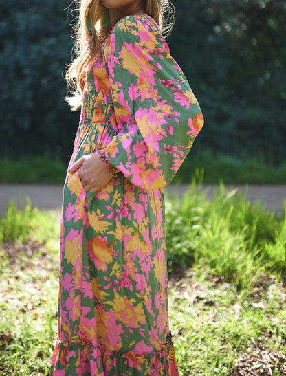 Olive Floral Maxi