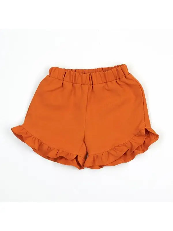 Orange Ruffle Hem Shorts - Brazos Avenue Market 