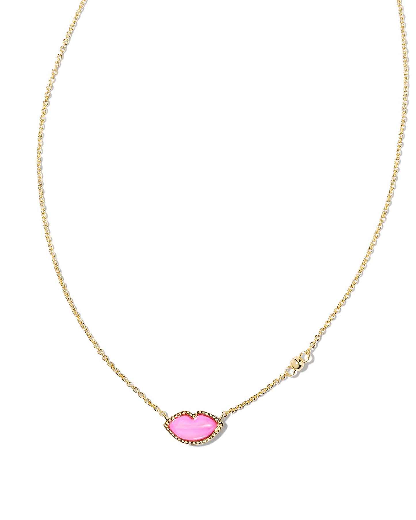 Lips Pendant Necklace - Hot Pink MOP