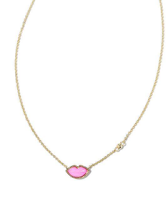 Lips Pendant Necklace - Hot Pink MOP