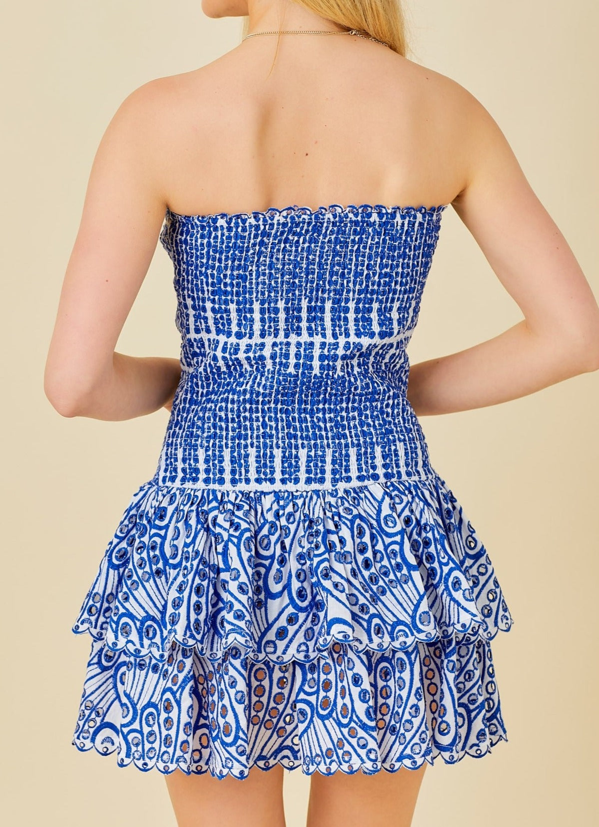 Blue Tiered Ruffle Mini Dress - Brazos Avenue Market 