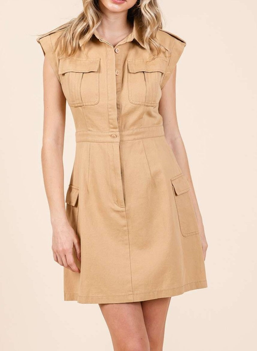 Cargo Pocket Mini Dress - Brazos Avenue Market 