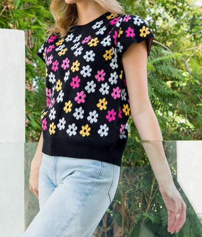 Short Sleeve Flower Print Top