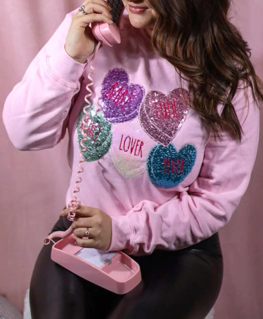 Valentine Hearts Sweatshirt - Brazos Avenue Market 