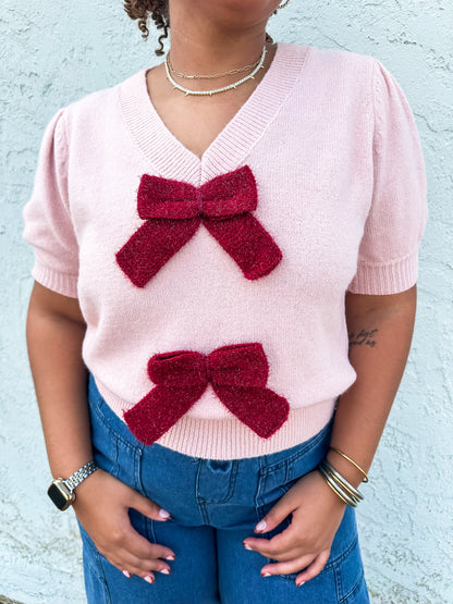 Pink Short Sleeve Sweater