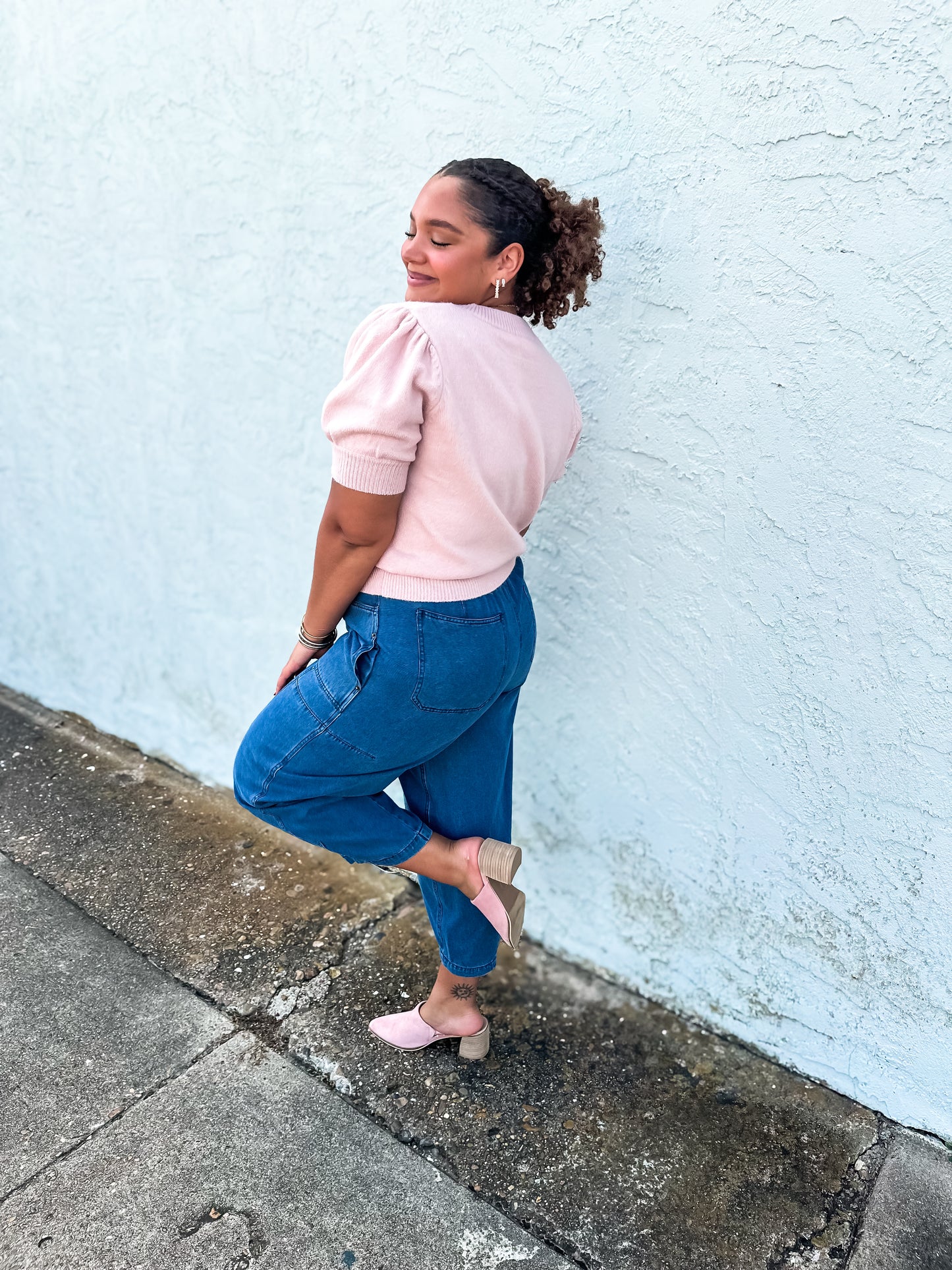 Pink Short Sleeve Sweater