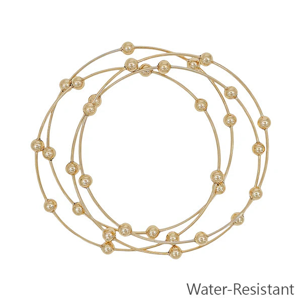 Water Resistant Thin Set of 4 Bangles with Beaded Accents
