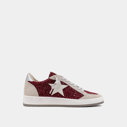 Paz Sneaker Dark Red Glitter