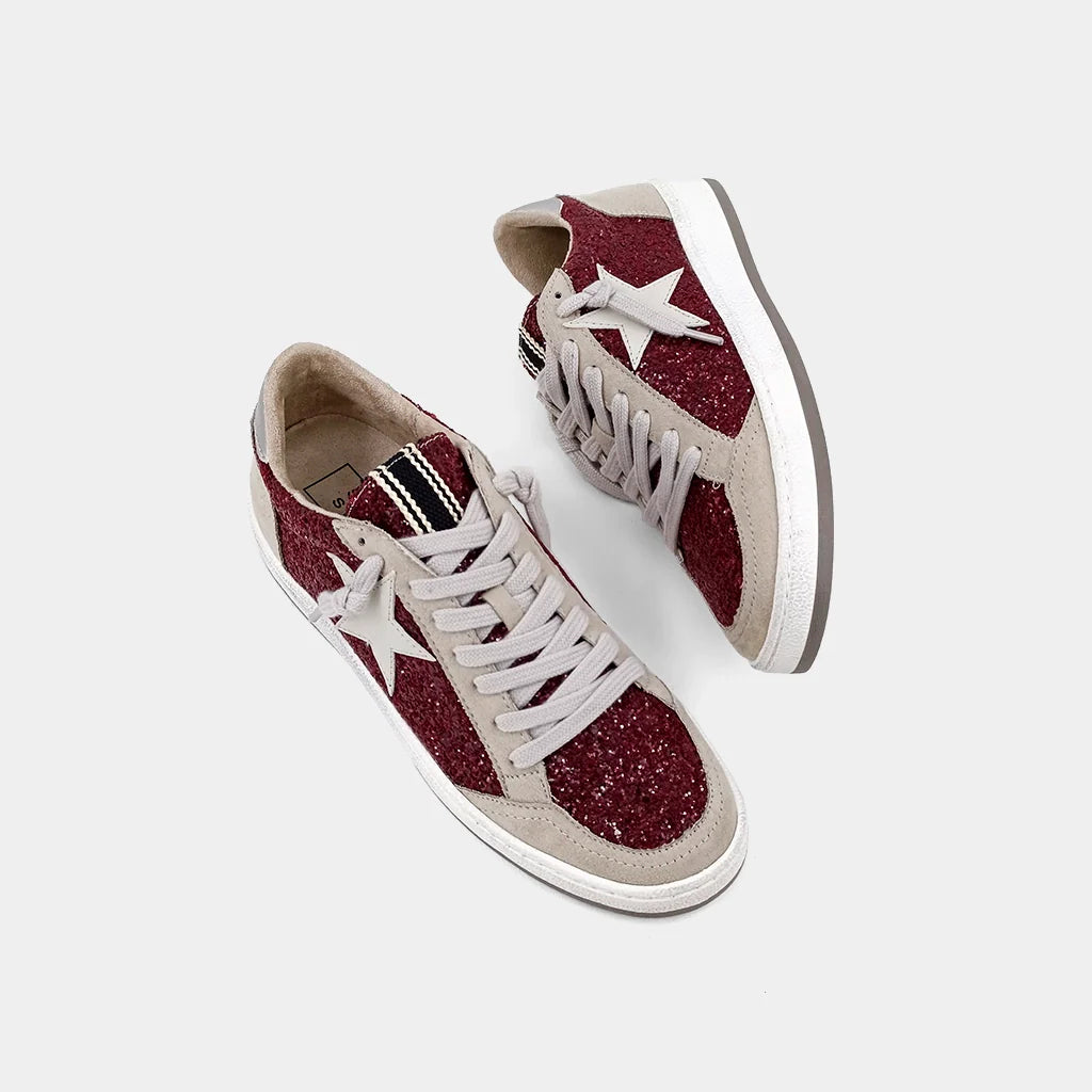 Paz Sneaker Dark Red Glitter