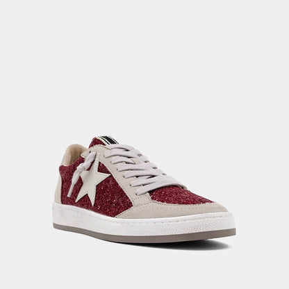 Paz Sneaker Dark Red Glitter