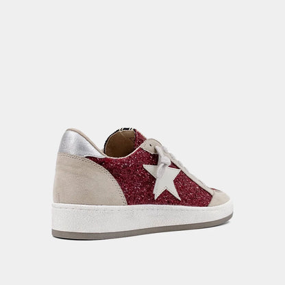 Paz Sneaker Dark Red Glitter