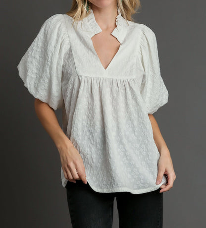 White Top With Puff Sleeves