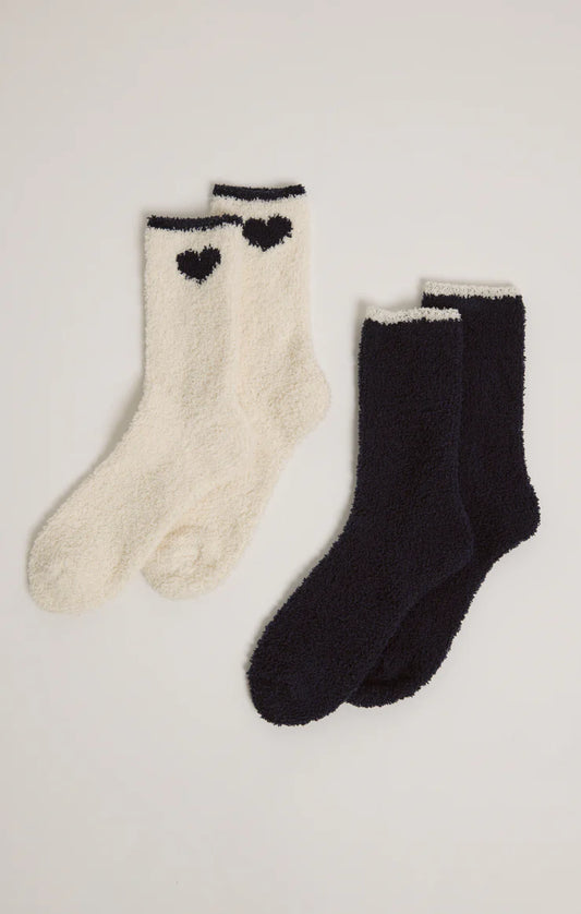 Navy Heart Sock 2-Pack