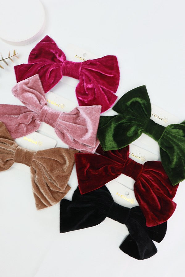 Large Velvet Bow Clip