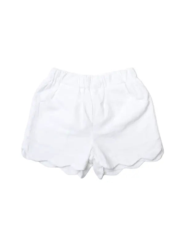 White Scalloped Hem Shorts - Brazos Avenue Market 