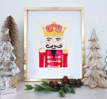 Nutcracker Paint By Number Kit with Glitter Paint Red Hues