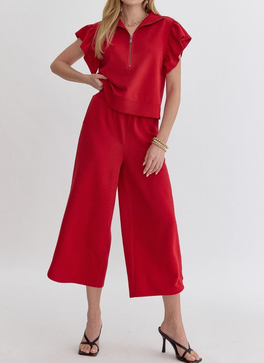 Red Textured Pant - Brazos Avenue Market 